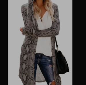 Snake Print Long Cardigan